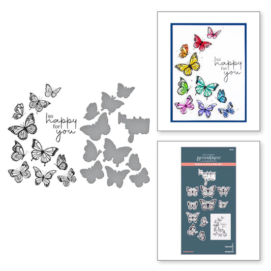 Spellbinders Butterfly Swirl Press Plate & Die Set from the BetterPress Collection - BP-031