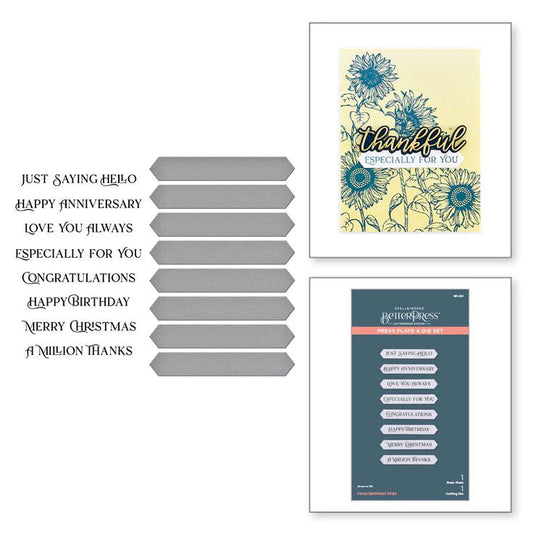 Spellbinders Fancy Sentiment Strips Press Plate & Die Set from the Serenade of Autumn Collection - BP-091