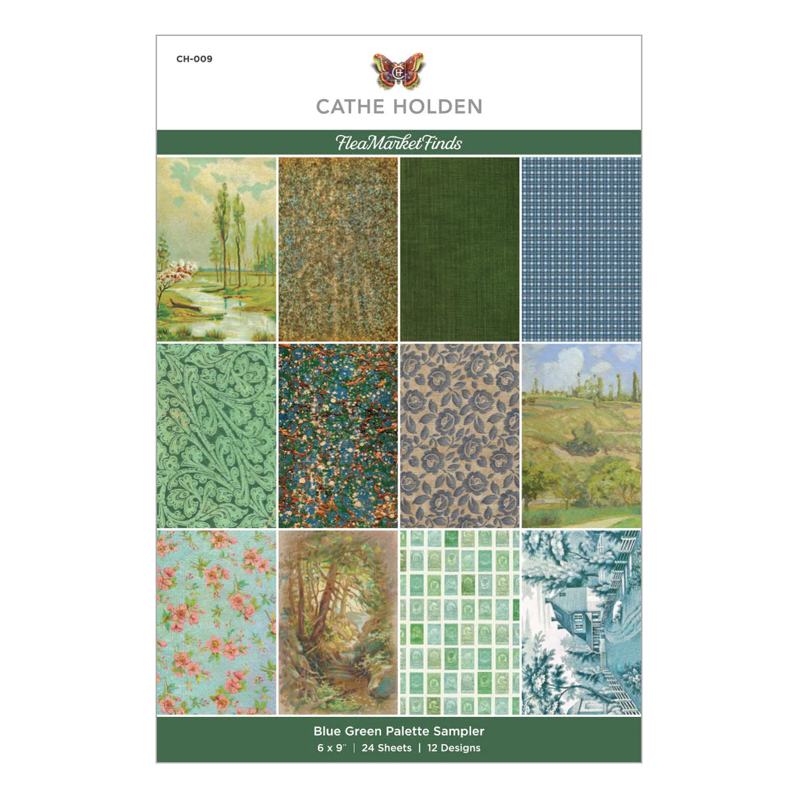 Spellbinders Blue Green Palette Sampler 6 x 9-inch Paper Pad from the Flea Market Finds Collection - CH-009