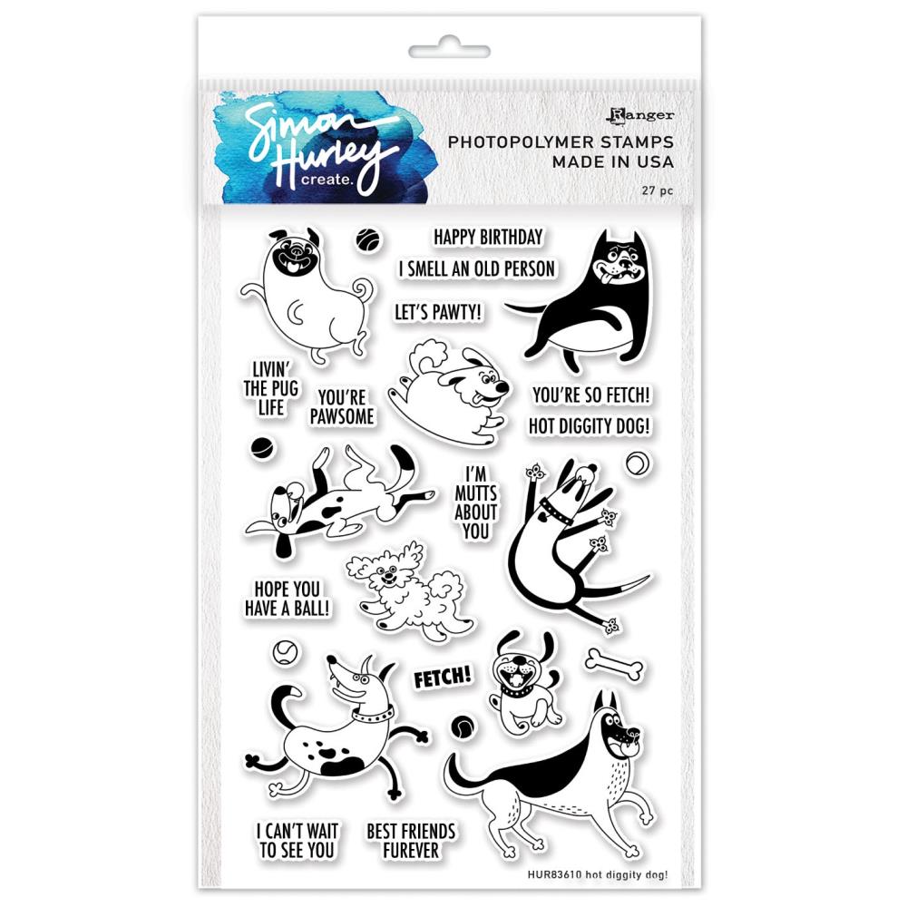 Simon Hurley create. Clear Stamps 6"X9" Hot Diggity Dog - HUR83610