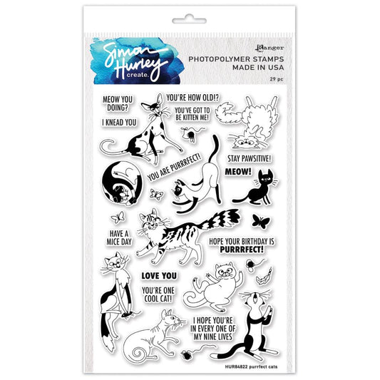 Simon Hurley create. Clear Stamps 6"X9" Purrfect Cats - HUR84822