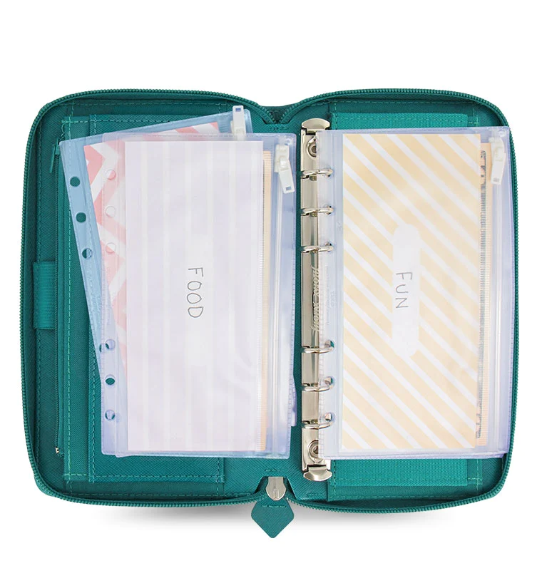 (PRE-ORDER) Filofax Saffiano Personal Compact Zip Organizer - Aquamarine