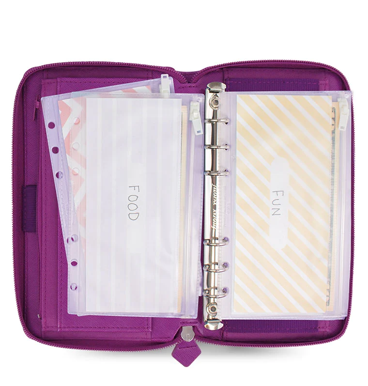 (PRE-ORDER) Filofax Saffiano Personal Compact Zip Organizer - Raspberry