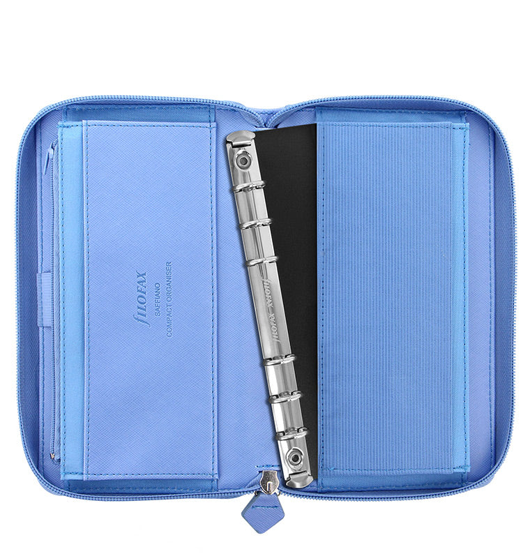 Filofax Saffiano Personal Compact Zip Organizer - Vista Blue - 022592