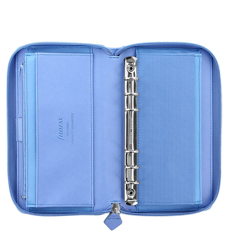 Filofax Saffiano Personal Compact Zip Organizer - Vista Blue - 022592