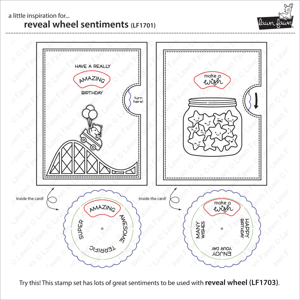 Lawn Fawn Reveal Wheel Sentiments Stamps - LF1701