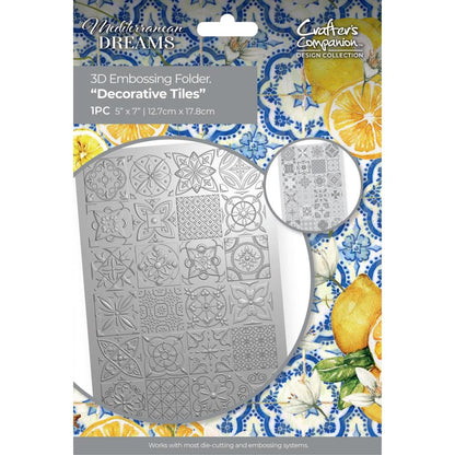 Crafter's Companion Mediterranean Dreams 3D Embossing Folder Decorative Tiles - MED3DDT