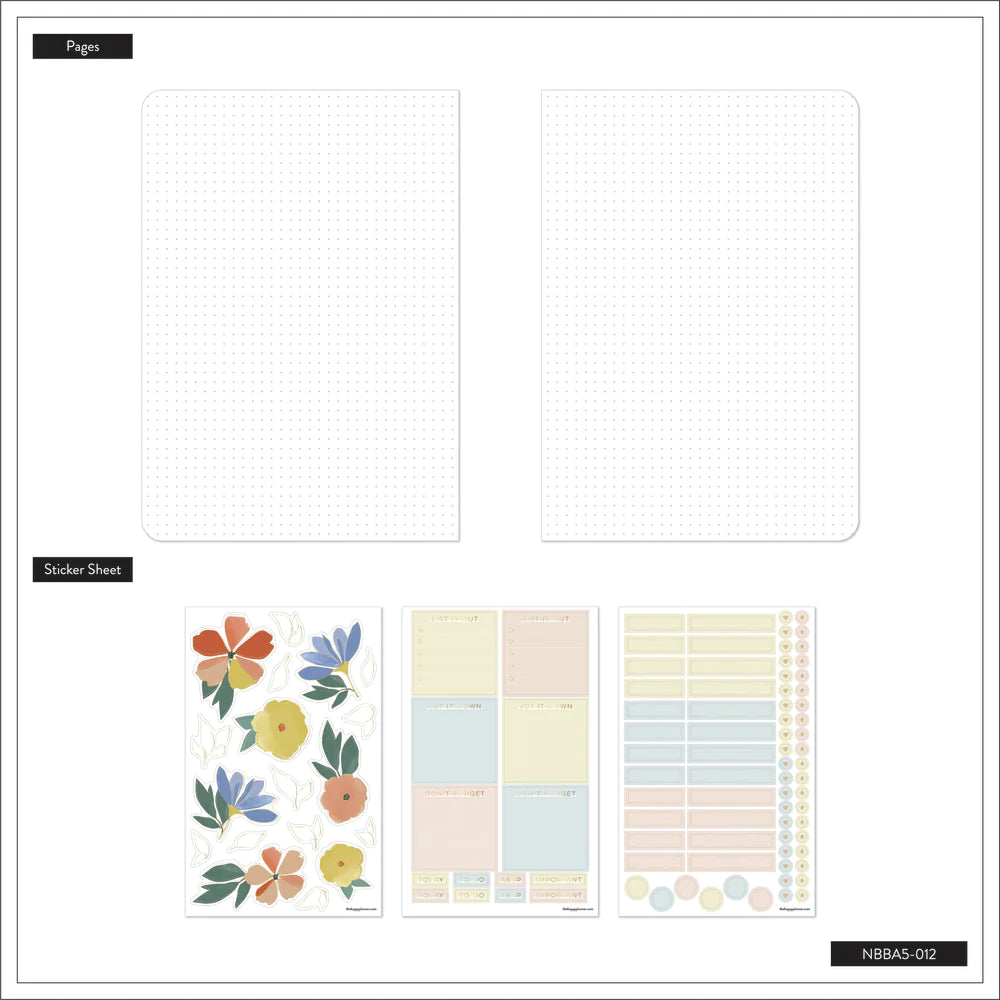 (PRE-ORDER) MAMBI Muted Meadow BULLET DOT GRID HAPPY JOURNAL - 80 SHEETS - 160GSM PAPER - NBBA5-012