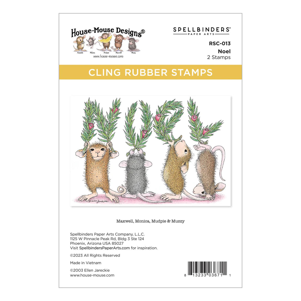 Spellbinders House Mouse Cling Rubber Stamp Noel - RSC-013