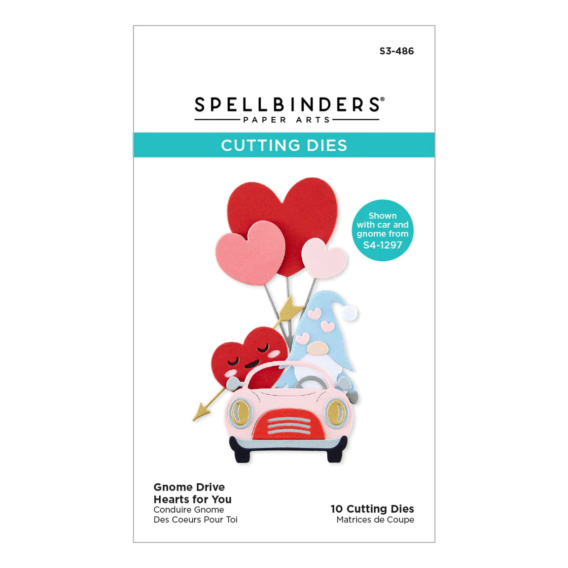 Spellbinders Etched Dies Gnome Drive Hearts - S3-486