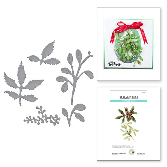 Spellbinders Winterberry and Mistletoe Etched Dies from Susan's Holiday Flora Collection - S4-1113