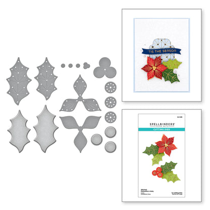 Spellbinders STITCHED POINSETTIA & HOLLY ETCHED DIES - S4-1299