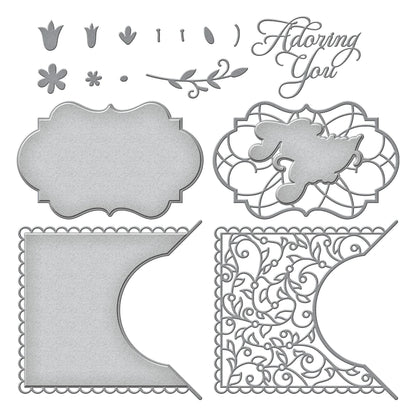 Spellbinders Adoring Fleurette Card Builder Etched Dies from the Classically Becca Collection - S5-493