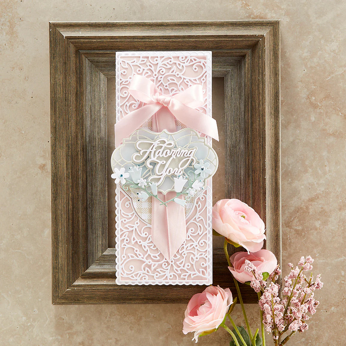 Spellbinders Adoring Fleurette Card Builder Etched Dies from the Classically Becca Collection - S5-493