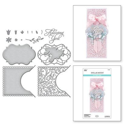 Spellbinders Adoring Fleurette Card Builder Etched Dies from the Classically Becca Collection - S5-493