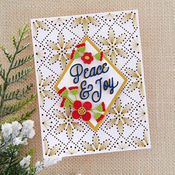Spellbinders Stitched Petal Diamond Background Etched Dies from the Stitchmas Christmas Collection - S5-529