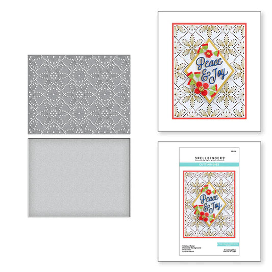 Spellbinders Stitched Petal Diamond Background Etched Dies from the Stitchmas Christmas Collection - S5-529