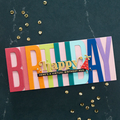 Spellbinders Be Bold Color Block Happy Birthday Etched Dies from the Be Bold Color Block Collection - S6-178