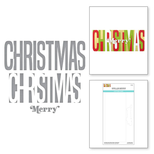 Spellbinders Be Bold Color Block Merry Christmas Etched Dies - S6-188