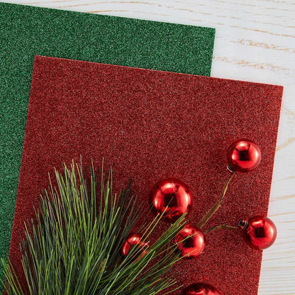 Spellbinders Glitter Foam Sheets 8.5"X11" 10 Pc Red & Green - SCS-174