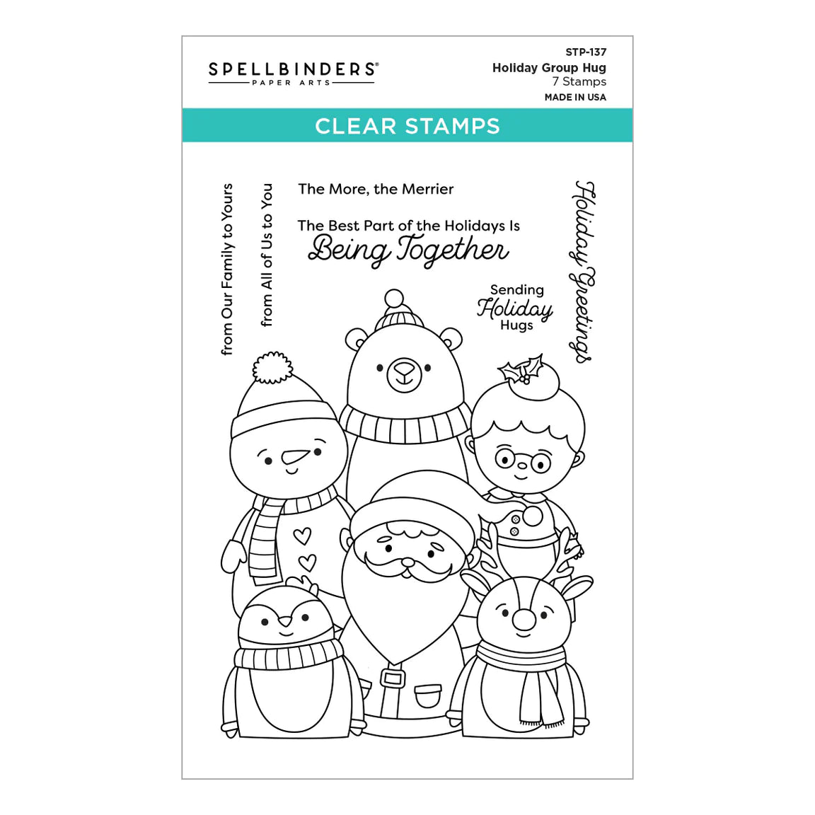 Spellbinders Clear Acrylic Stamps Holiday Group Hug - Tinsel Time - STP-137