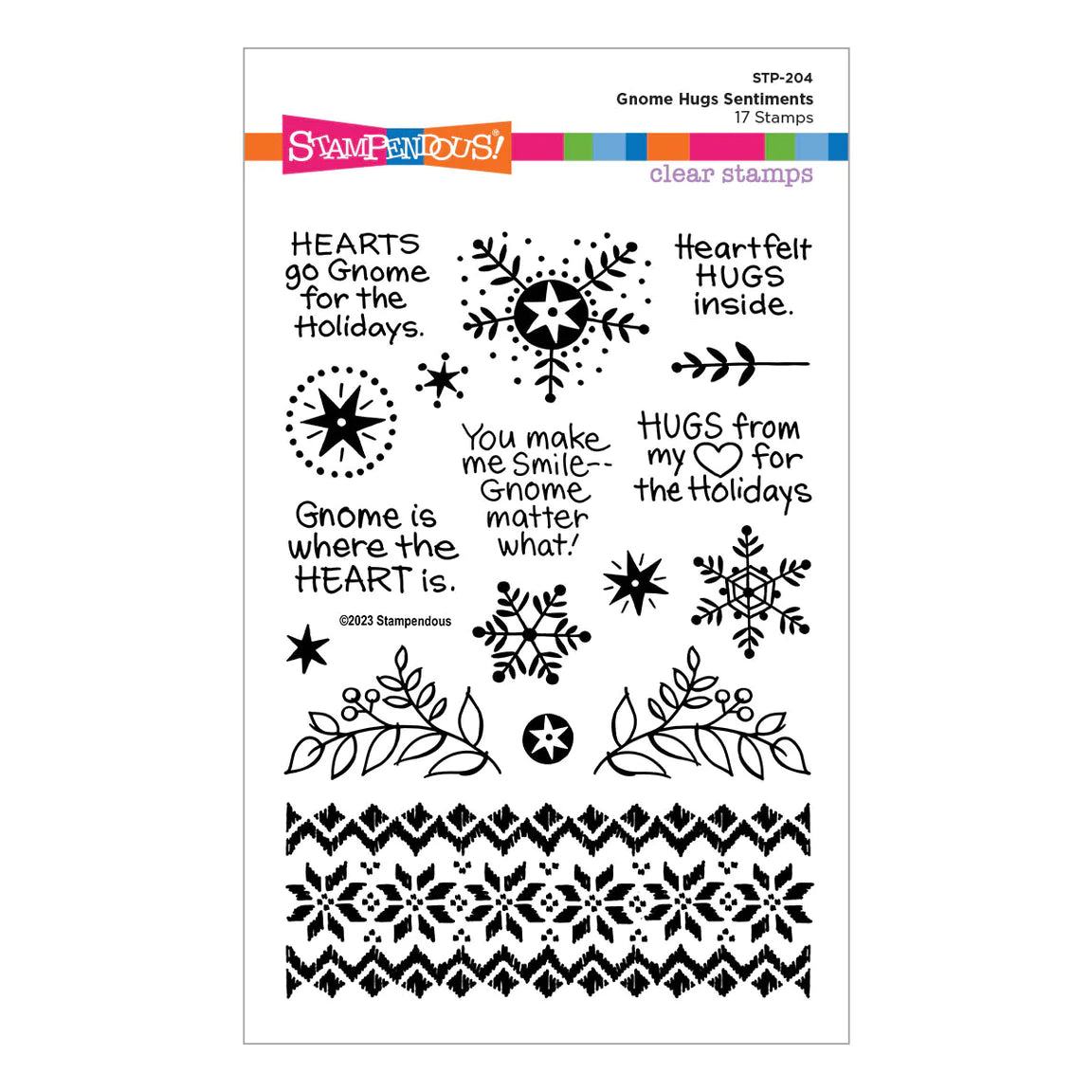 Stampendous Clear Stamp Set Gnome Hugs Sentiments - STP-204