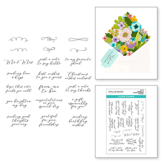 Spellbinders Envelope of Wonder Sentiments Clear Stamp Set from the Envelope of Wonder Collection - STP-211