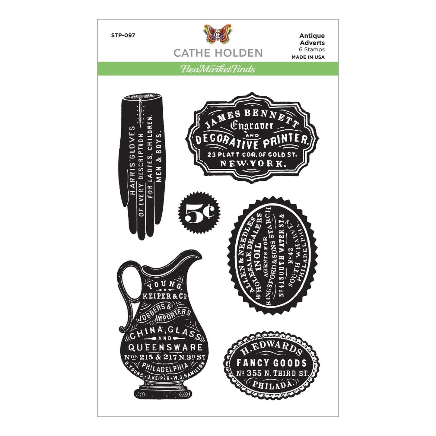 Spellbinders Antique Adverts Clear Stamp Set from the Flea Market Finds Collection - STP-097