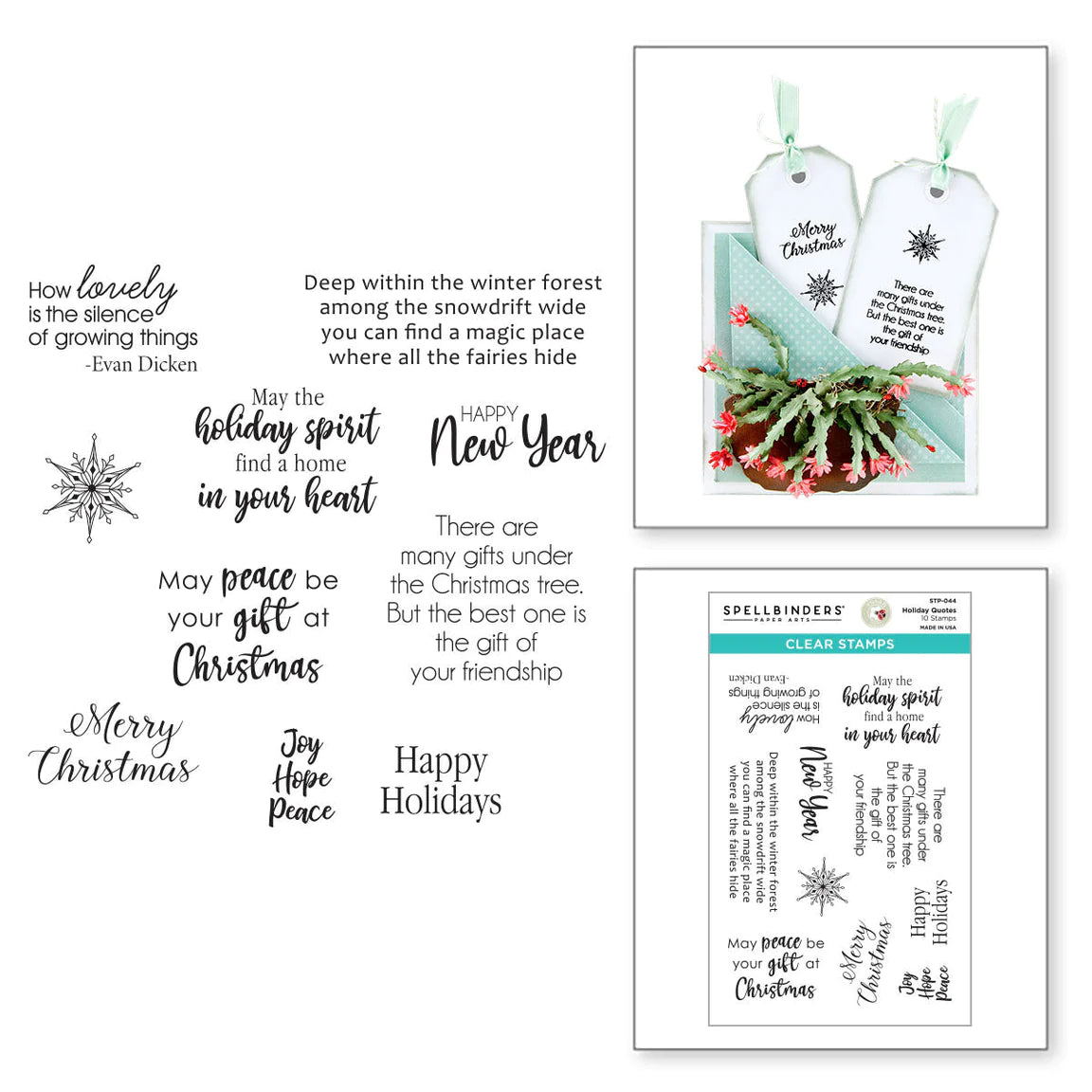 Spellbinders Holiday Quotes Clear Stamp Set from Susan's Holiday Flora Collection