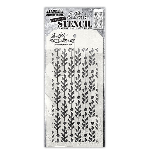 Tim Holtz Stampers Anonymous Layering Stencil Berry Leaves - THS174
