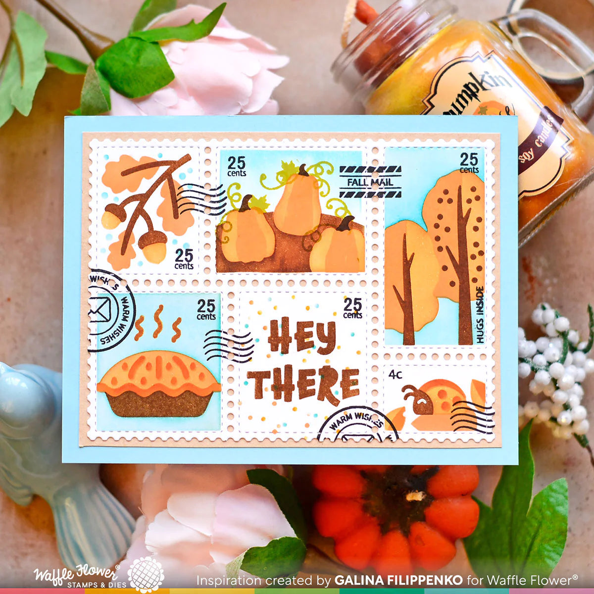 Waffle Flower x Galina Filippenko Postage Collage Fall Stencil - 421553