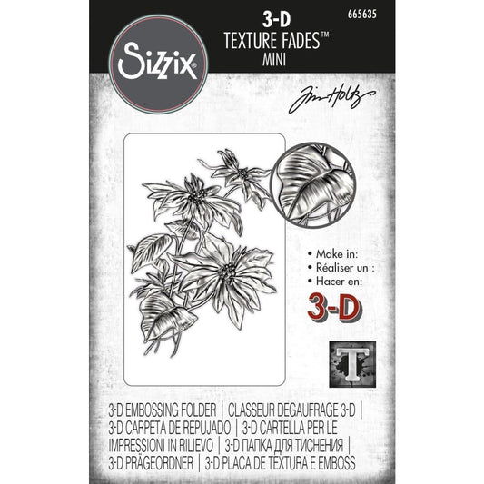 Sizzix 3D Texture Fades Embossing Folder By Tim Holtz - Mini Poinsettia - 665635