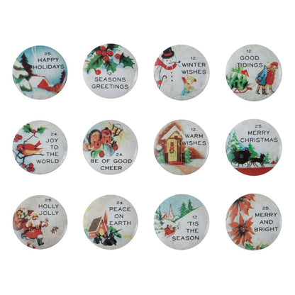 Tim Holtz Idea-Ology Quote Flair Buttons 12 Pc - Christmas - TH94196