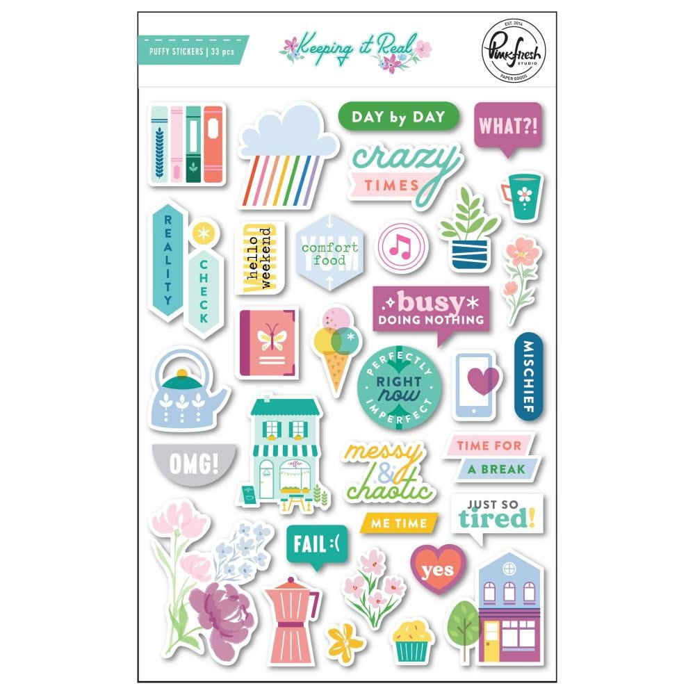 PinkFresh Puffy Stickers - Keeping It Real - PFKE3221