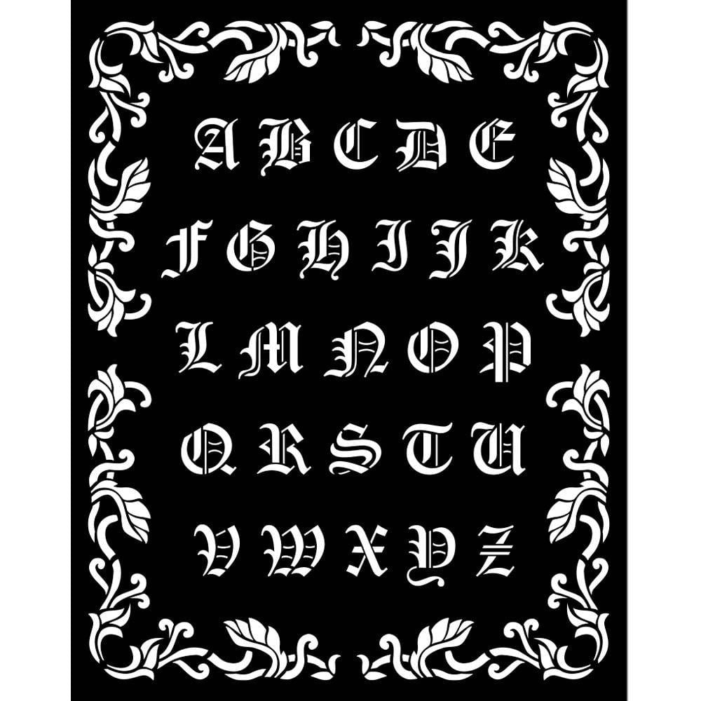 Stamperia Stencil 7.87"X9.84" - Alphabet, Sleeping Beauty - KSTD075