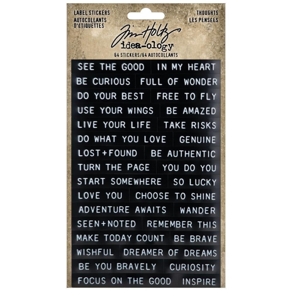 Tim Holtz Idea-Ology Sentiments Label Stickers 64 Pc - Thoughts - TH94229