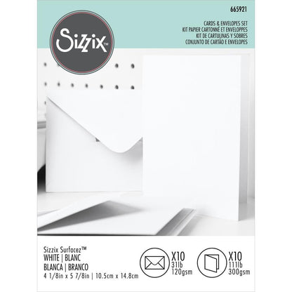 Sizzix Surfacez Card & Envelope Pack A6 10 Pc - White - 665921