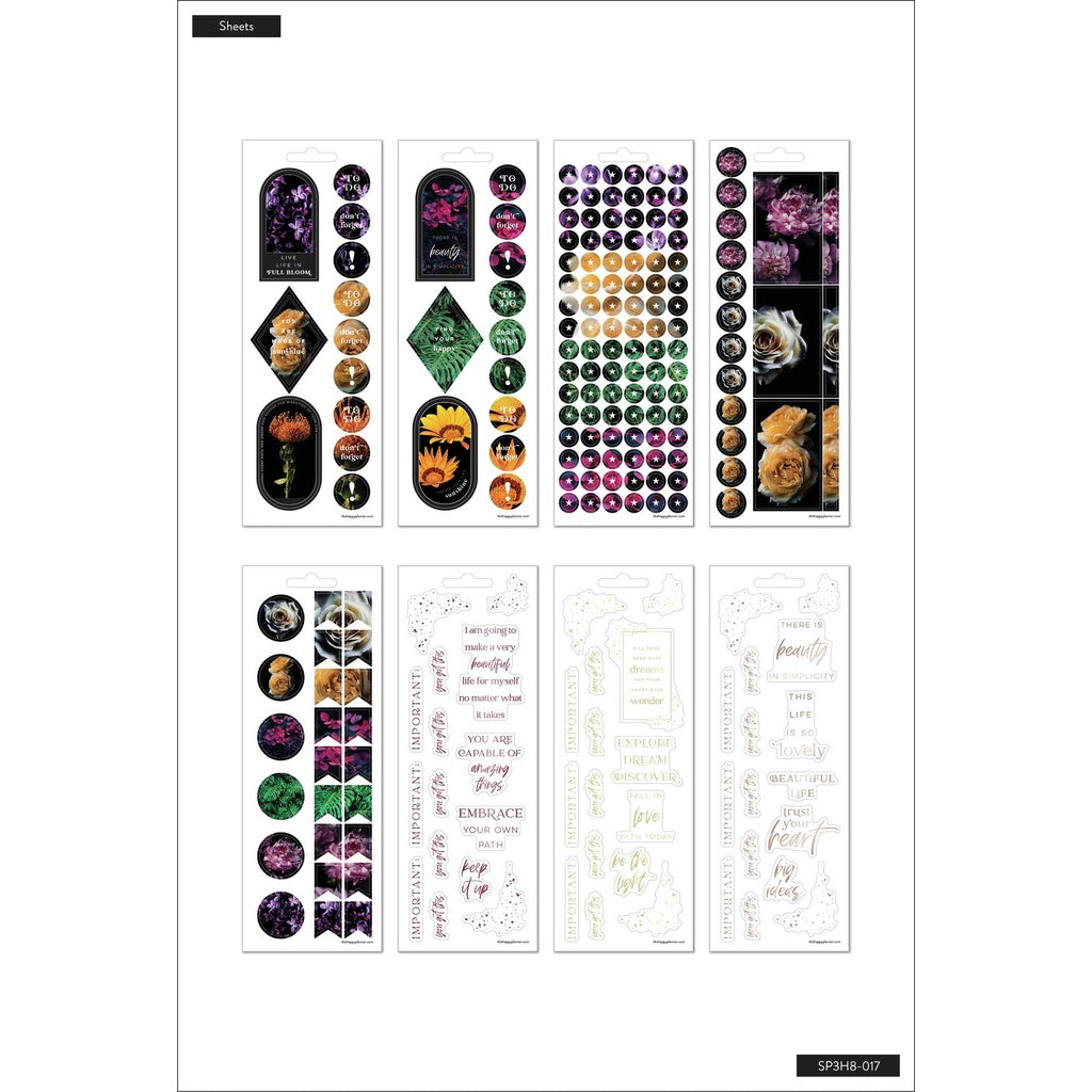 MAMBI Happy Planner MOODY BOTANICALS 8 STICKER SHEETS - SP3H8-017