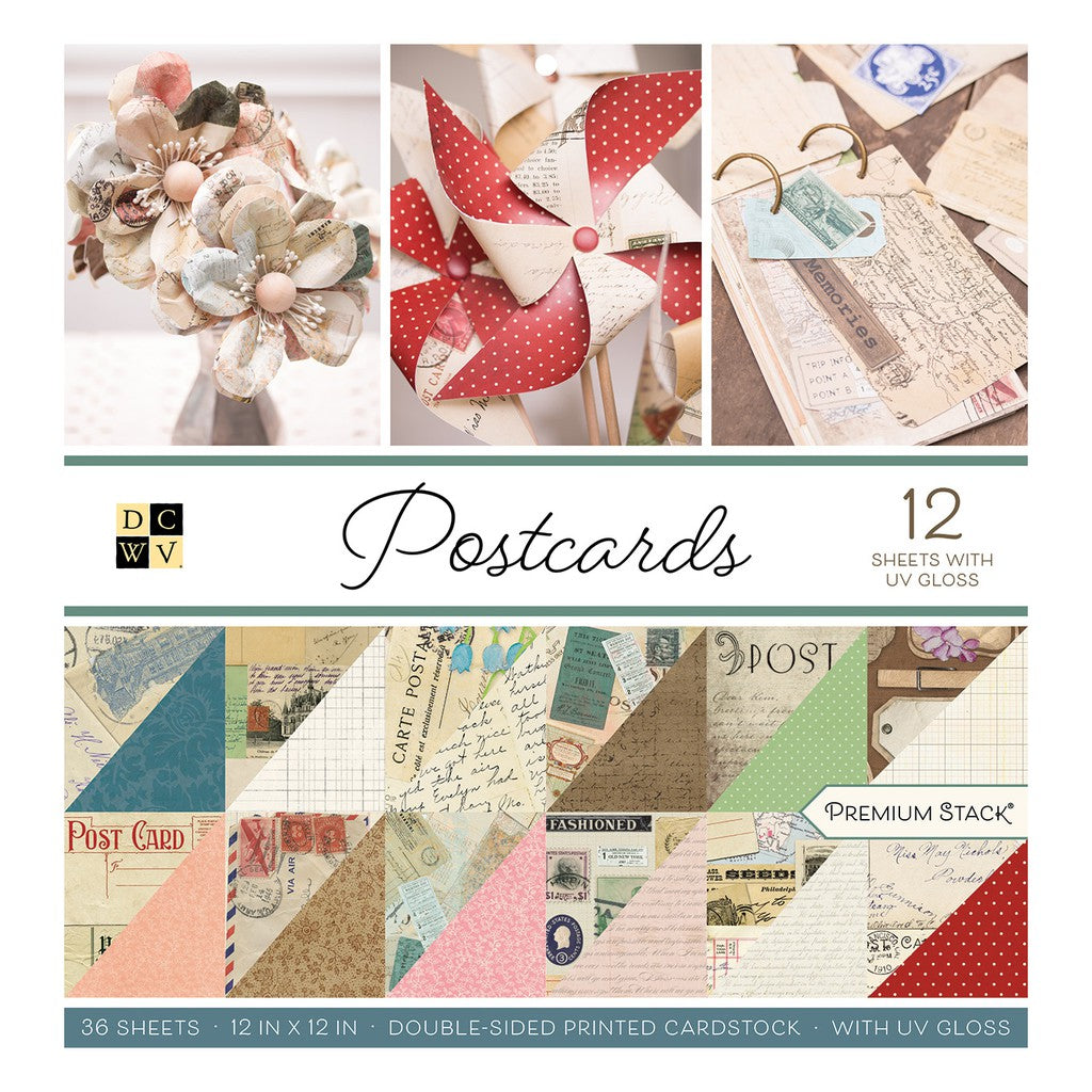 DCWV 12''x12'' 36 Pack Premium Printed Cardstock Stack-Postcards - PS-002-00024