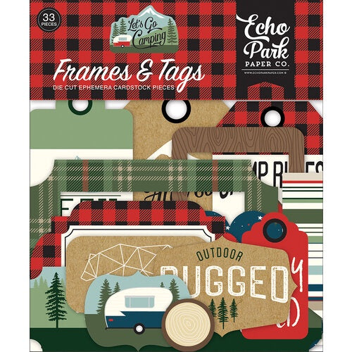 Echo Park Cardstock Ephemera 33 Pc - Frames & Tags, Let's Go Camping - GC246025