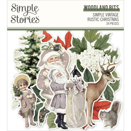 Simple Stories Simple Vintage Rustic Christmas Bits & Pieces Die-Cuts Ephemera 39 Pc - Woodland - RC16022
