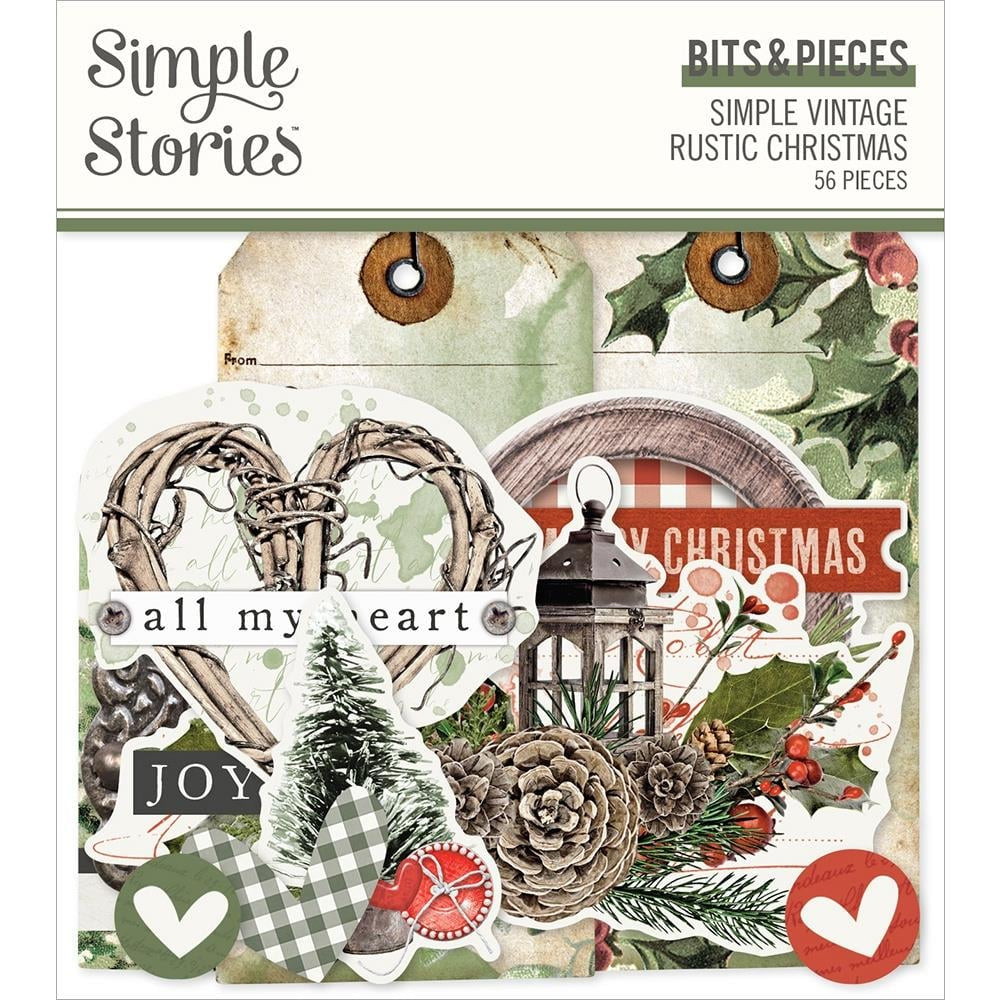 Simple Stories Simple Vintage Rustic Christmas Bits & Pieces Die-Cuts Ephemera 56 Pc - RC16021