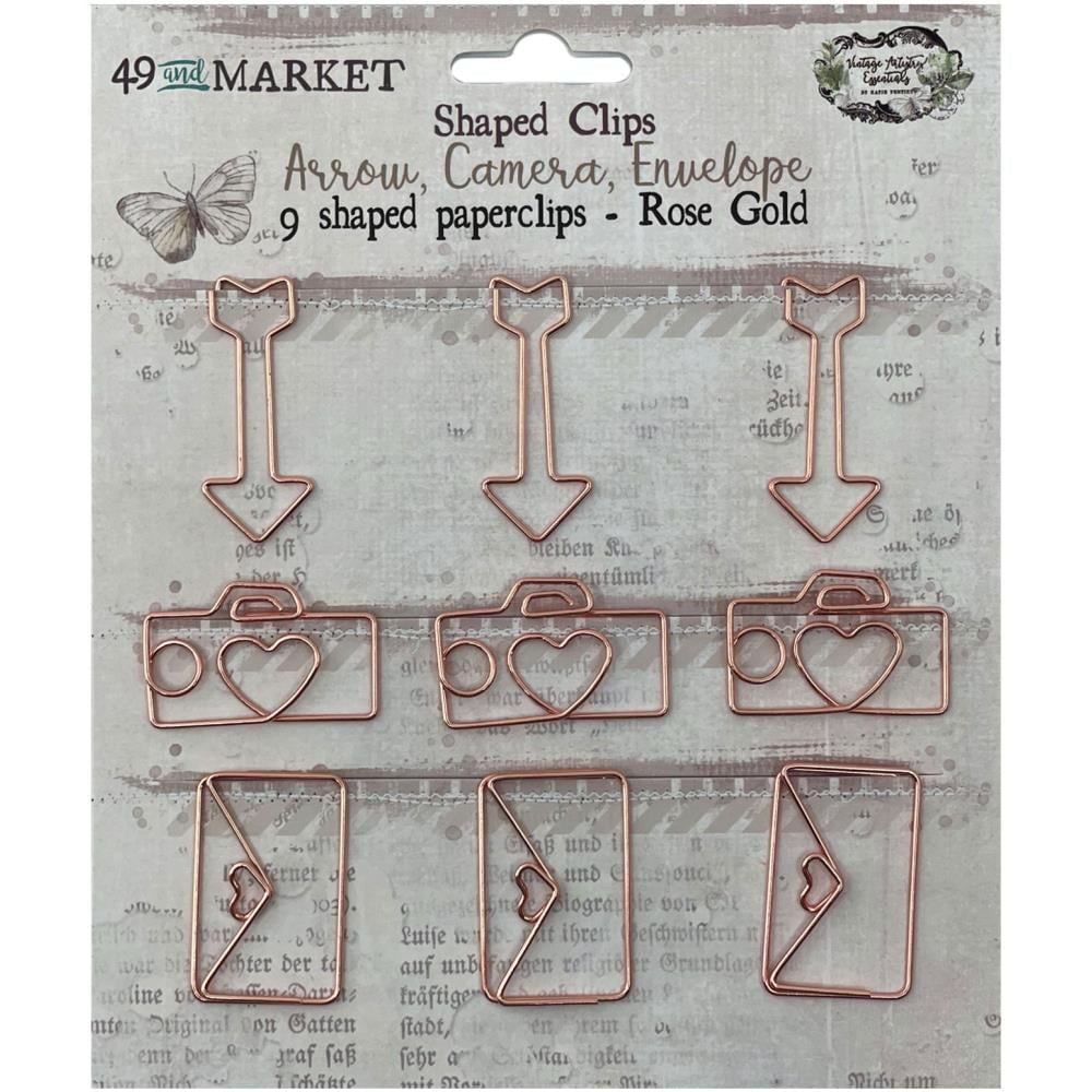 49 And Market Foundations Paper Clips 9 Pc - Arrow, Camera, Envelope In Rose Gold - VAE33744