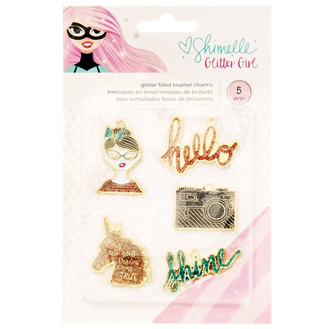 American Crafts Shimelle Glitter Girl - Enamel Charms - 343669