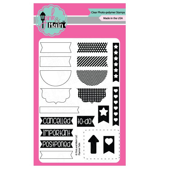 Pink and Main Planner Tabs Clear Stamps