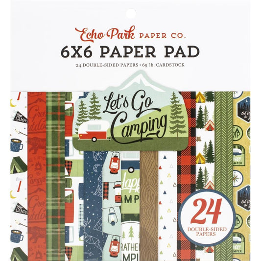 Echo Park Double-Sided Paper Pad 6"X6" 24 Pc - Let's Go Camping - GC246023