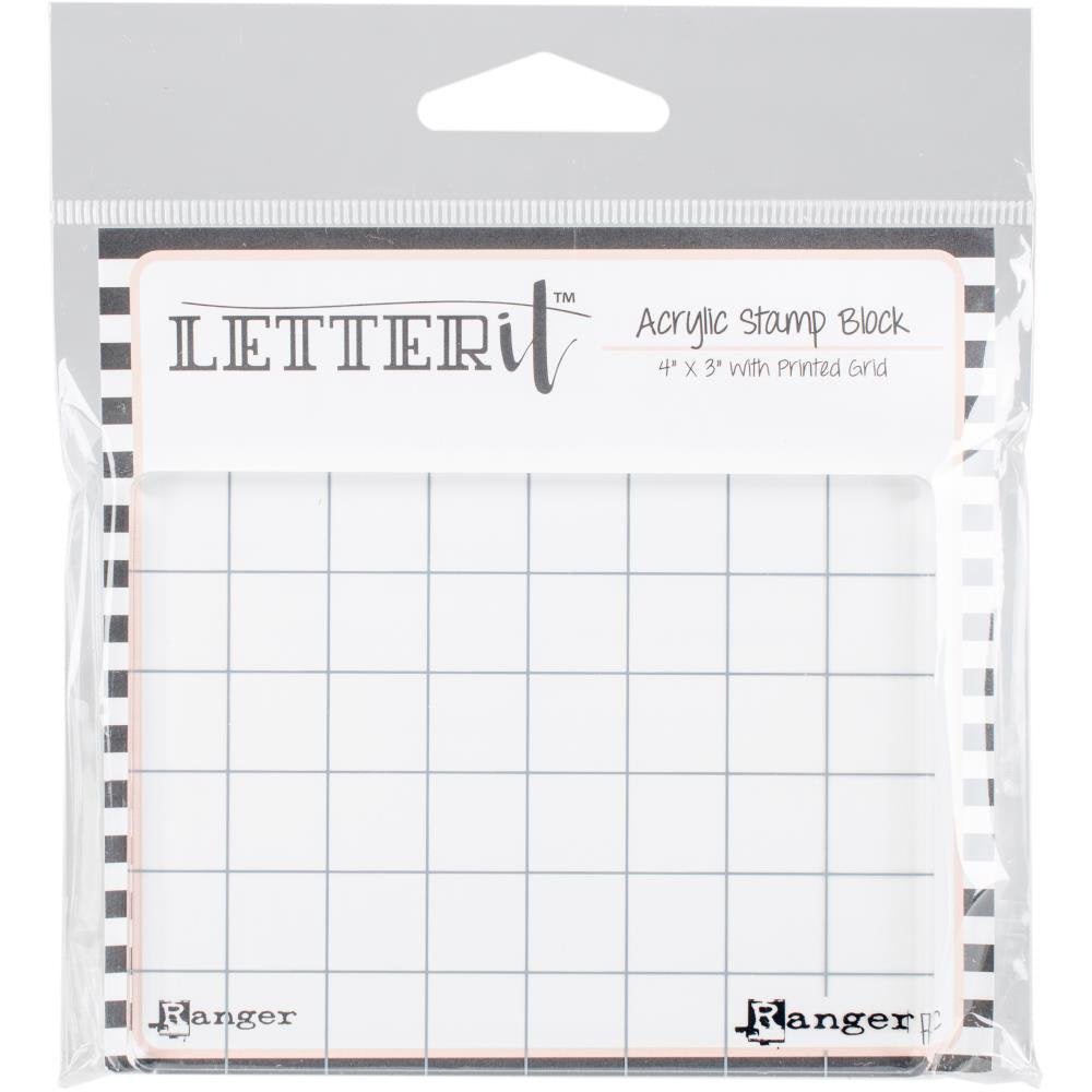 Ranger Letter It Acrylic Stamping Block 4"X3" - LET60888