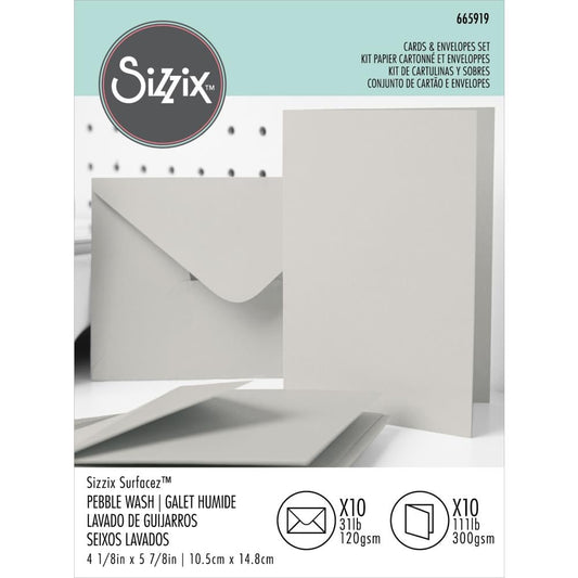 Sizzix Surfacez Card & Envelope Pack A6 10 Pc - Pebble Wash - 665919