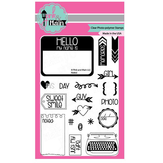 Pink and Main Noted Clear Stamps - 020227