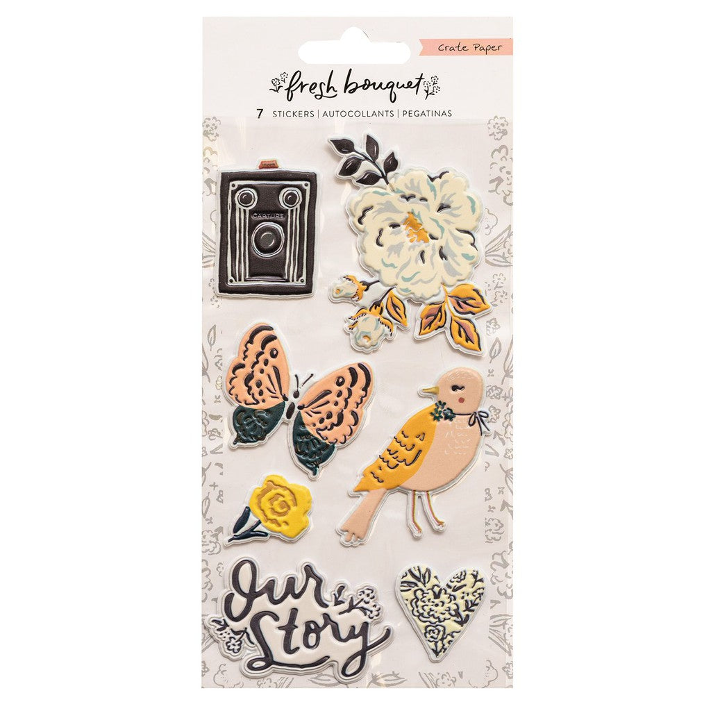 Crate Paper Fresh Bouquet Embossed Puffy Stickers - 373183